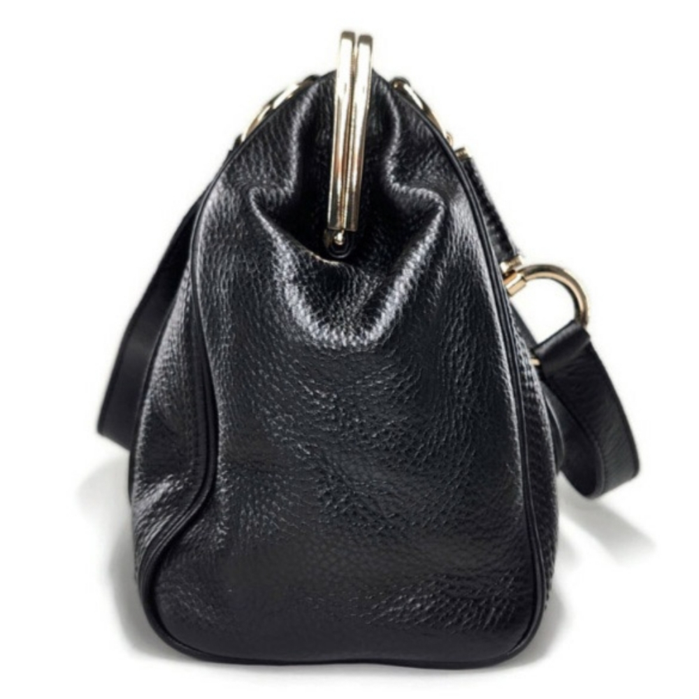 Celine Clandestine Black Pebbled Leather Gold Frame Doctor Shoulder Satchel Bag - Picture 8 of 15